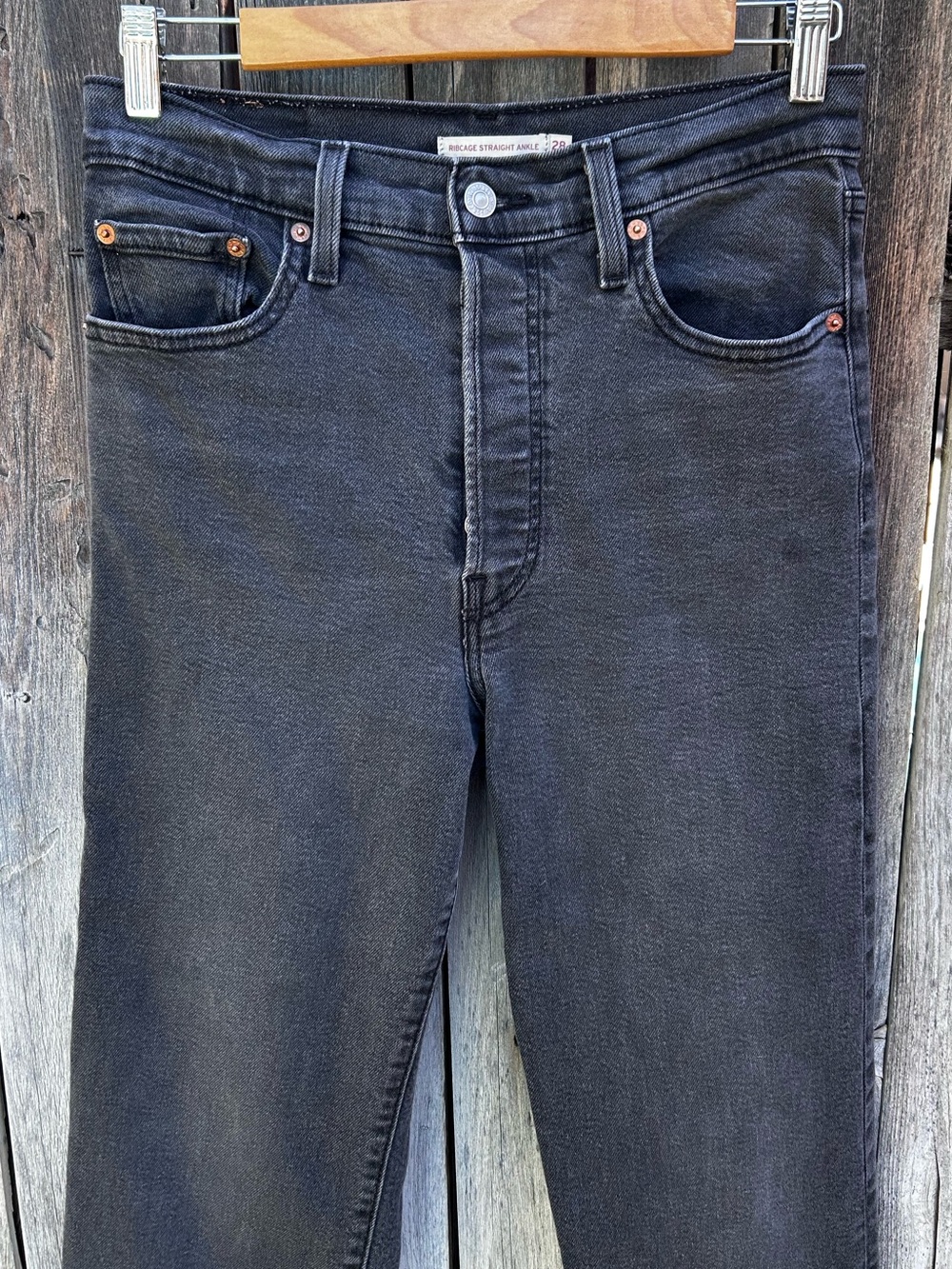 Levi’s Ribcage Straight Ankle Jean Black 28 - Picture 4 of 16